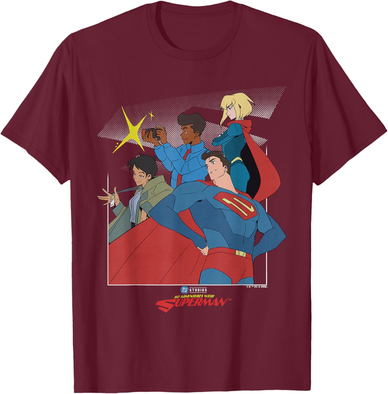 My Adventures with Superman Group Pose T-Shirt - T-Shirt | Maroon