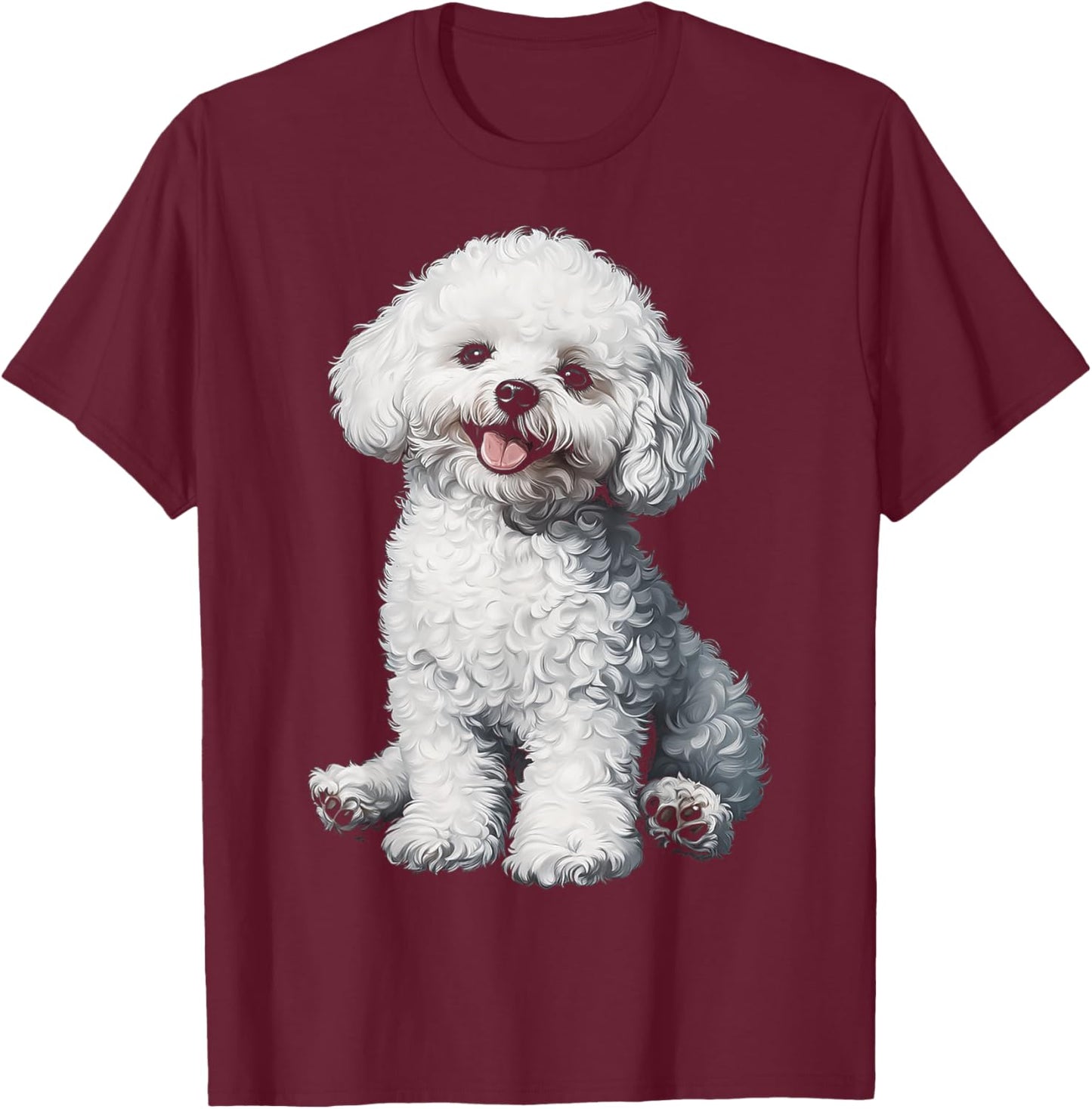 Bichon Frise Dog Motif Pet Illustration Bichon Frise T-Shirt - T-Shirt | Maroon