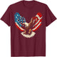 Bald Eagle & Patriotic American Flag 4th of July T-Shirt - T-Shirt | Maroon