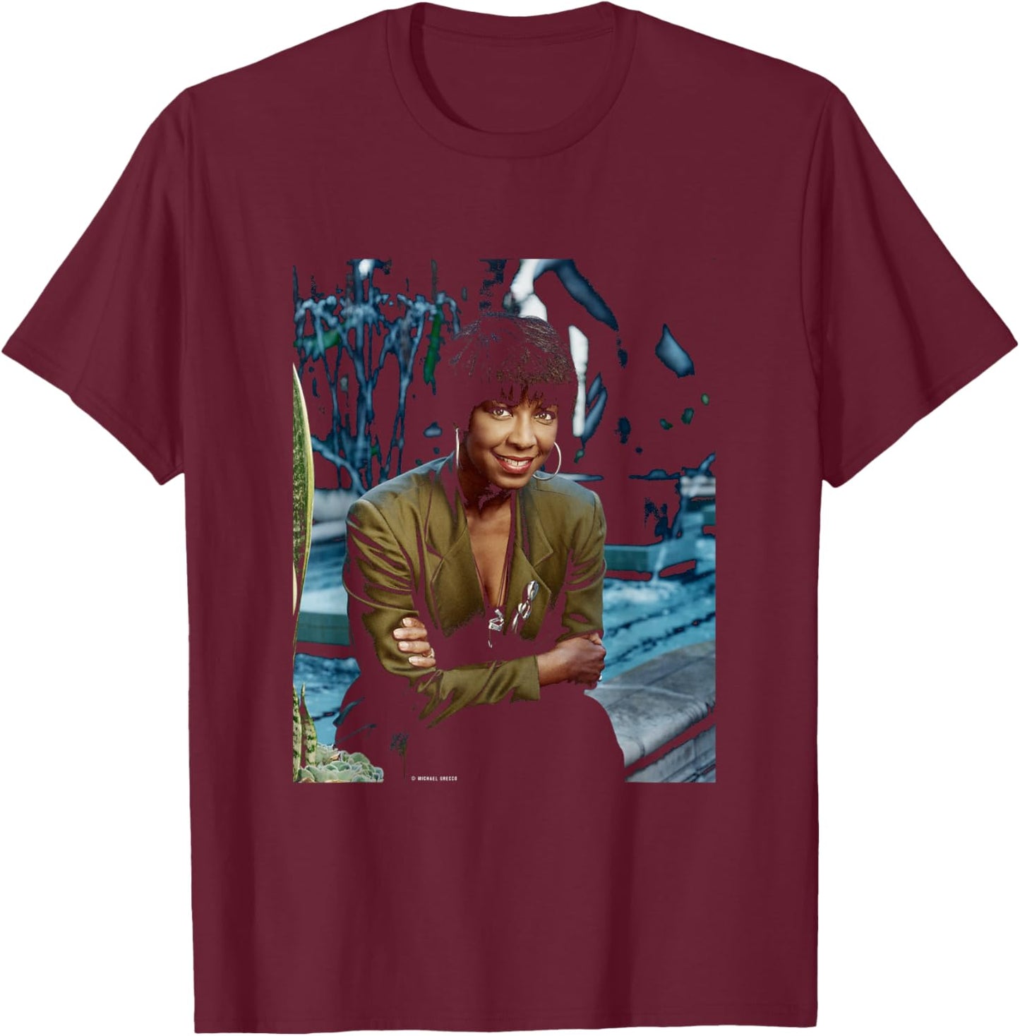 Unforgettable Natalie Cole NAT King Cole Michael Grecco T-Shirt - T-Shirt | Maroon