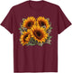 Vintage Sunflower Graphic T-Shirt - T-Shirt | Maroon