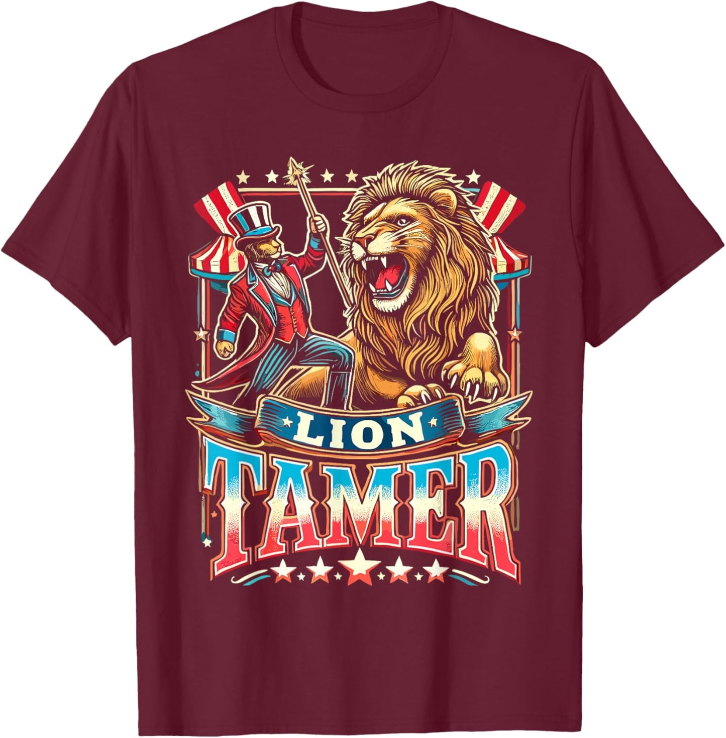 Lion Tamer Costume Ringmaster Costume Halloween T-Shirt - T-Shirt | Maroon