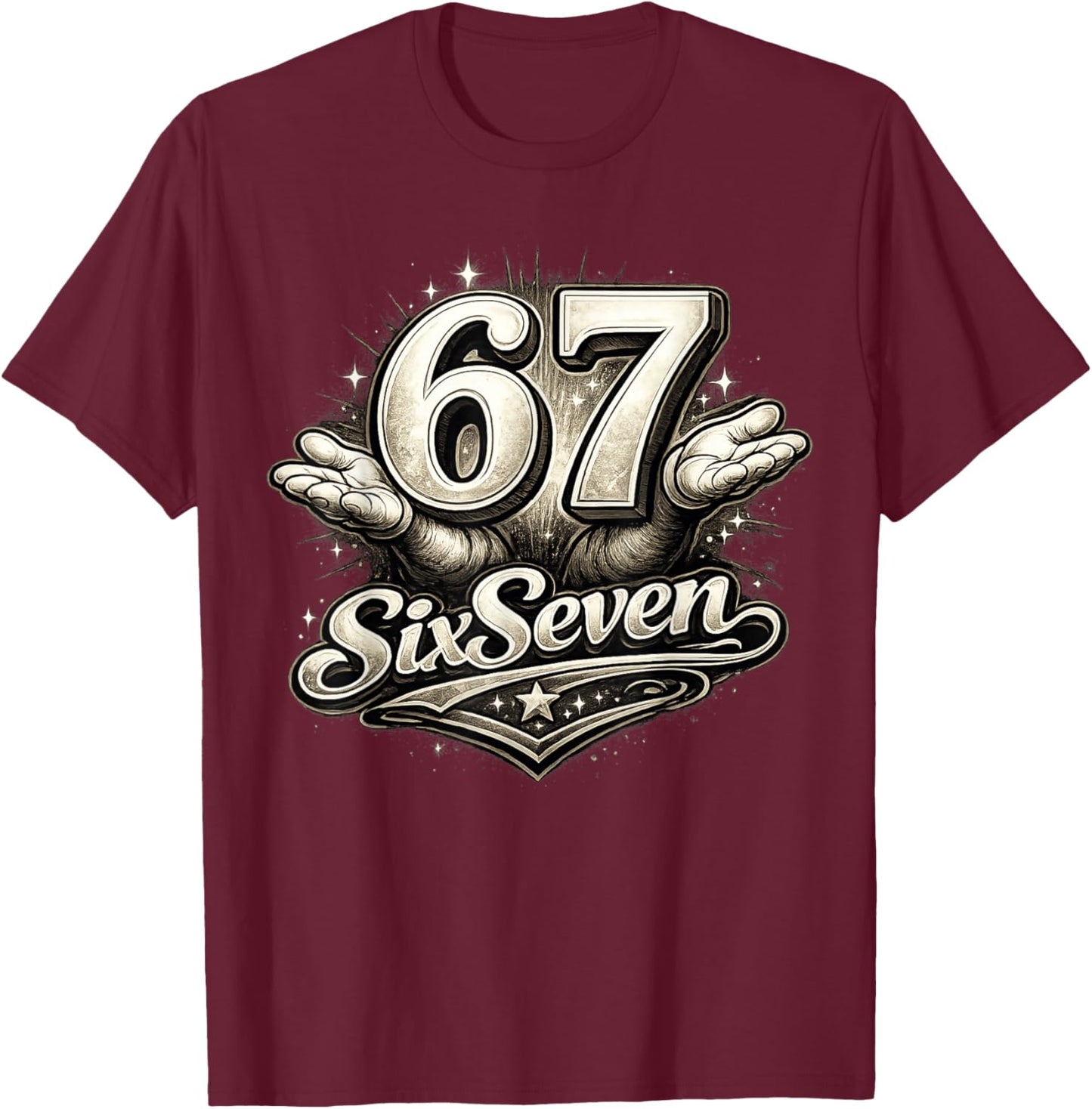 Six Seven 67 Meme lustiges Zahlen Design für Kinder Teenager T-Shirt - T-Shirt | Maroon
