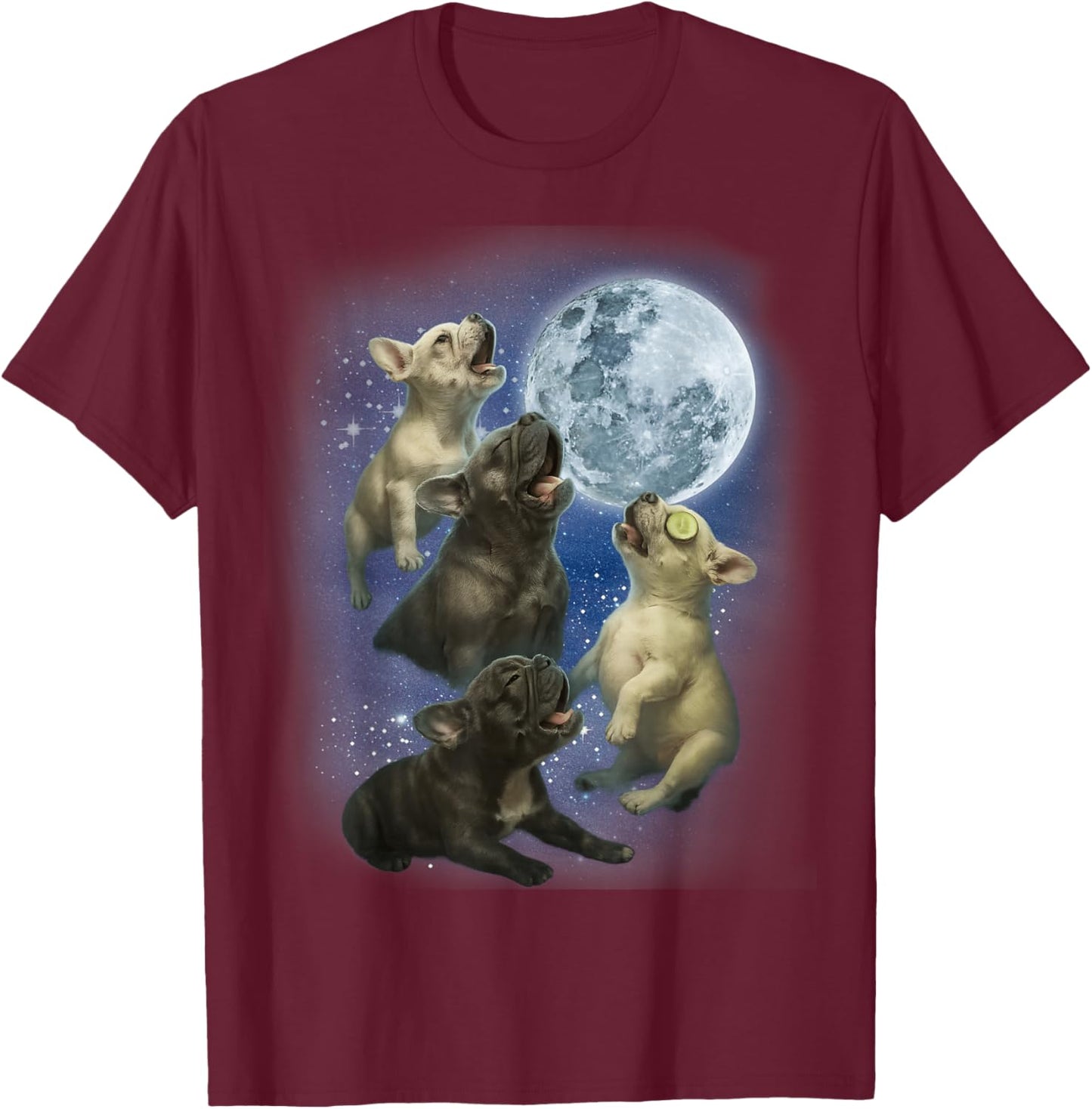 Pibble Howling at The Moon Gen Z Meme Dogs Lovers Men Women T-Shirt - T-Shirt | Maroon