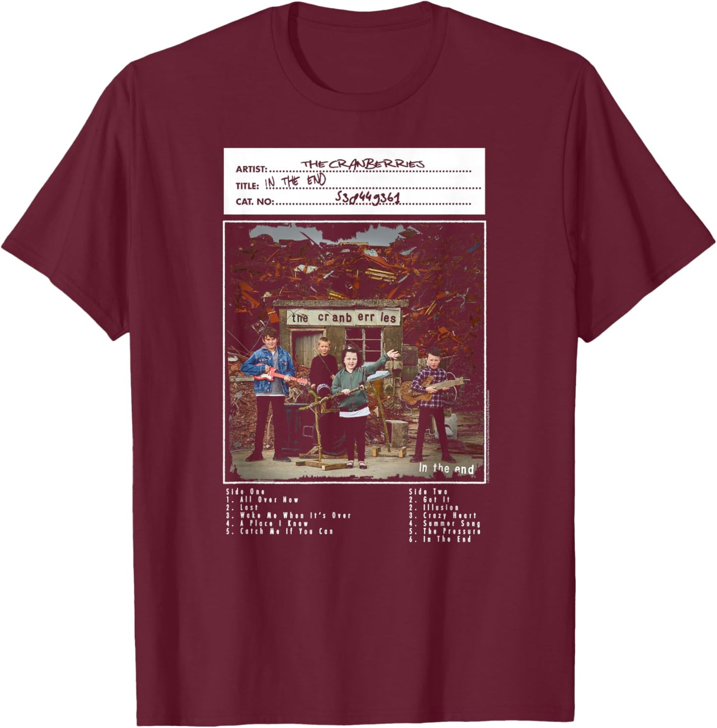 The Cranberries In the End Vinyl Handwritten Vintage Band T-Shirt - T-Shirt | Maroon