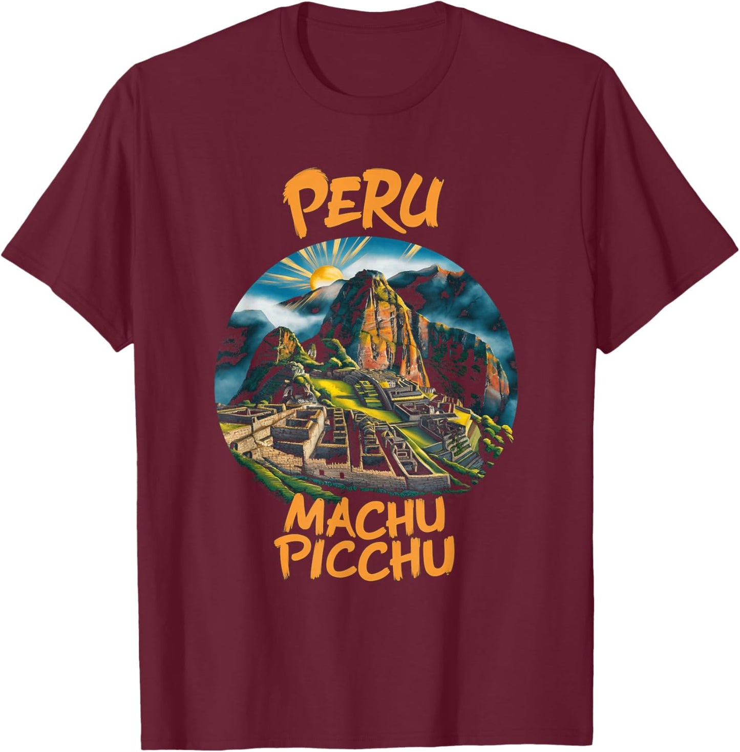 Explore The Beauty of Peru With Machu Picchu Sunrise T-Shirt - T-Shirt | Maroon
