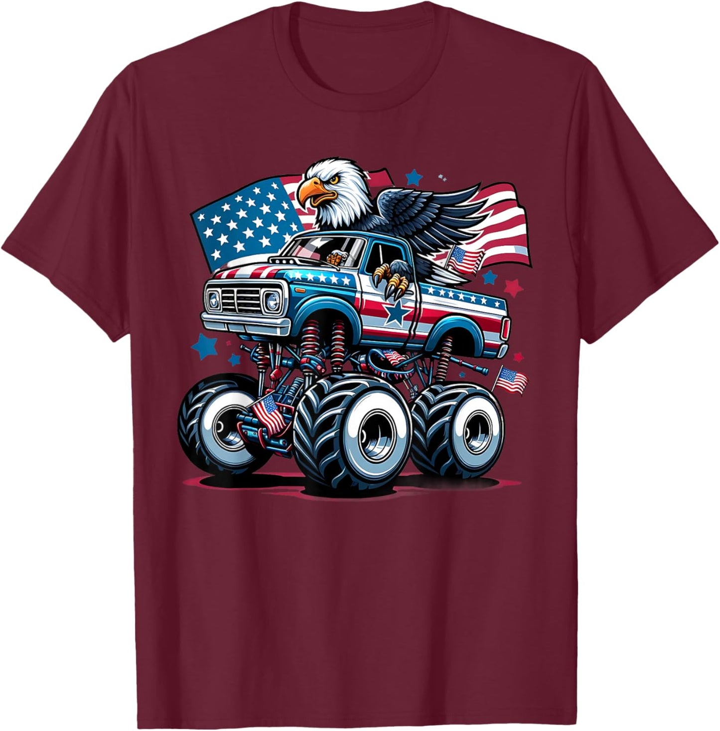 4th of July Shirts Boys American Flag USA Shirt Kids Eagle T-Shirt - T-Shirt | Maroon