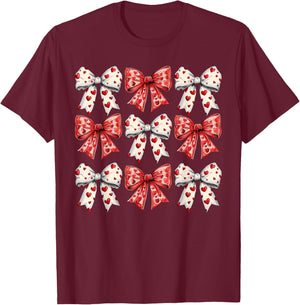 Retro Valentine's day Heart Coquette Bow Women Kids Girl T-Shirt - T-Shirt | Maroon