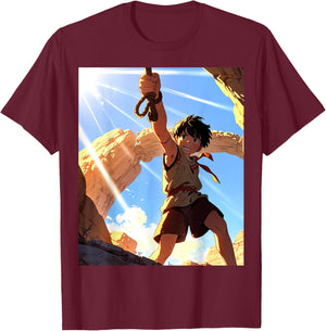 David and Goliath Bible Book Samuel King David Anime Manga T-Shirt - T-Shirt | Maroon