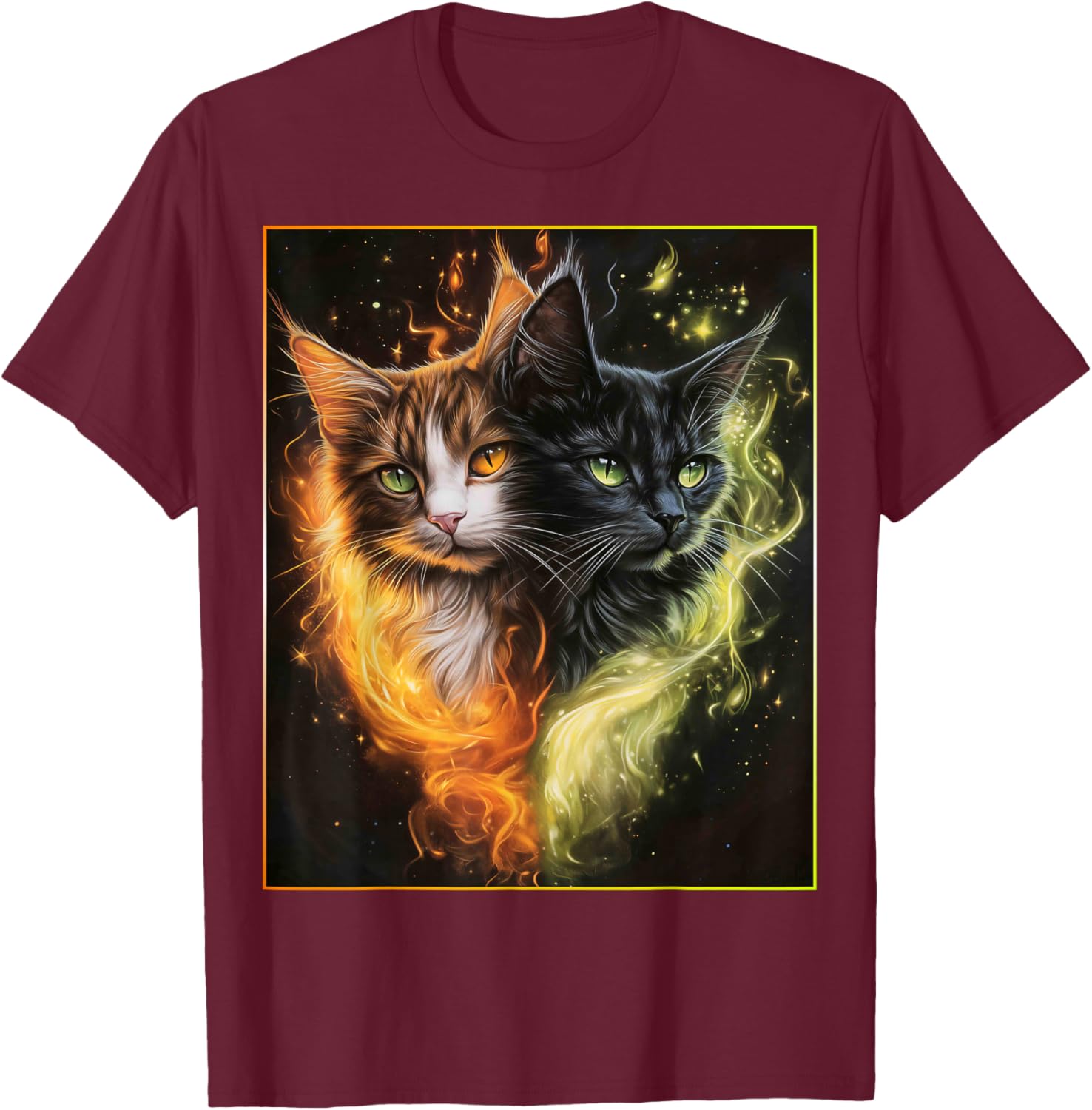 Cute Magical Cat Kitten Fantasy Art Design T-Shirt - T-Shirt | Maroon