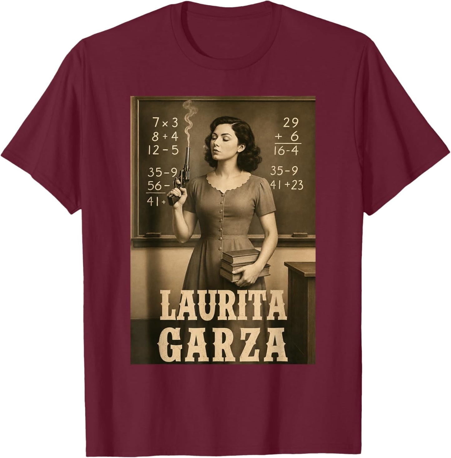Laurita Garza Vintage Western Teacher Scene T-Shirt - T-Shirt | Maroon