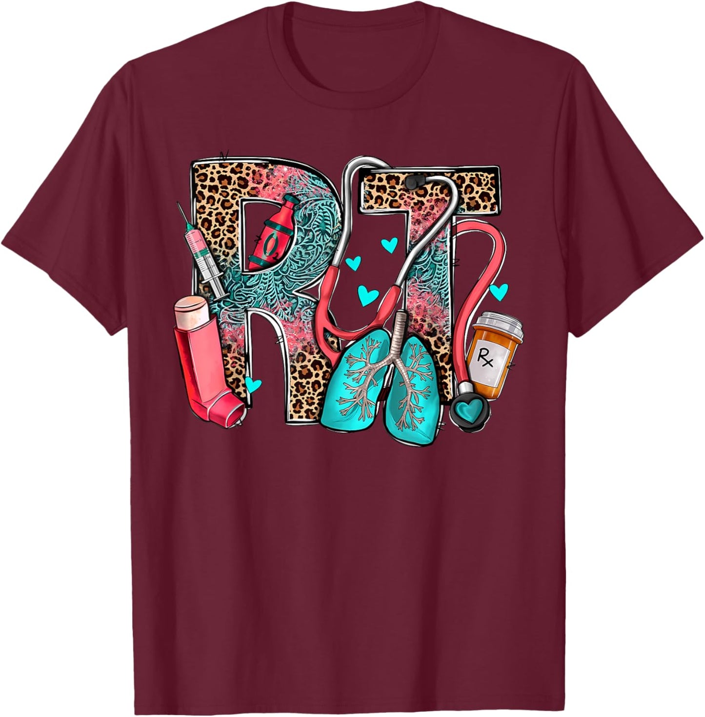 Rt Respiratory Therapist Stethoscope Nurse Western Nursing T-Shirt - T-Shirt | Maroon