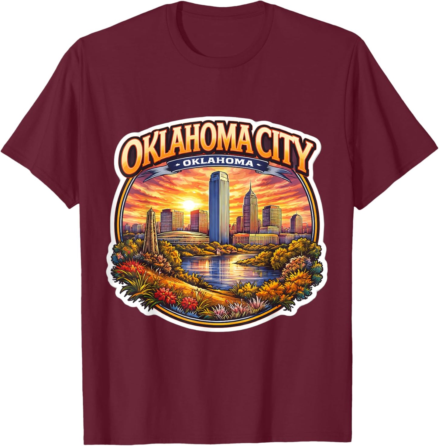 Oklahoma City Souvenir State Capital Vintage Memorabilia OKC T-Shirt - T-Shirt | Maroon