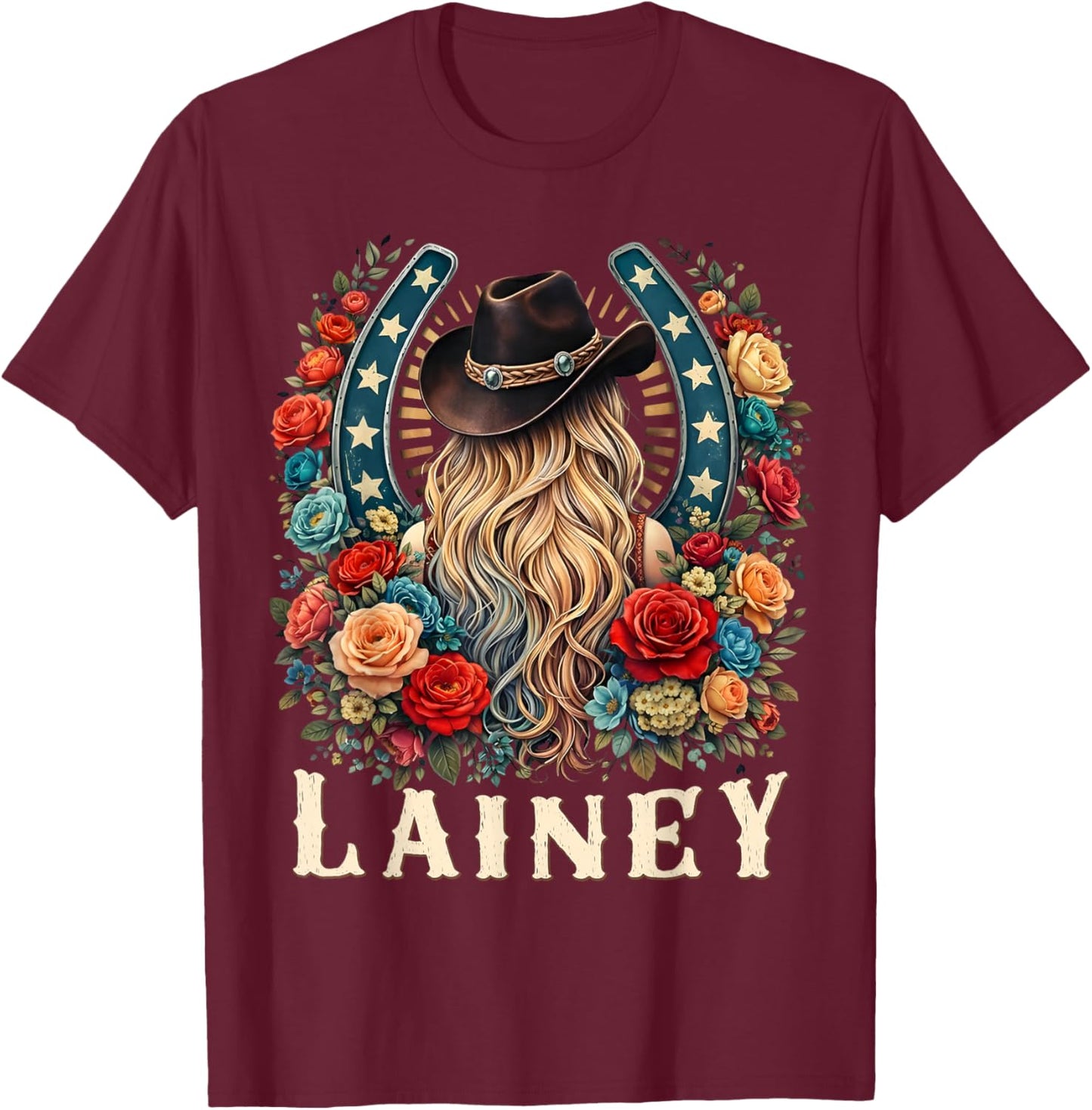 Retro Lainey Name T-Shirt - T-Shirt | Maroon