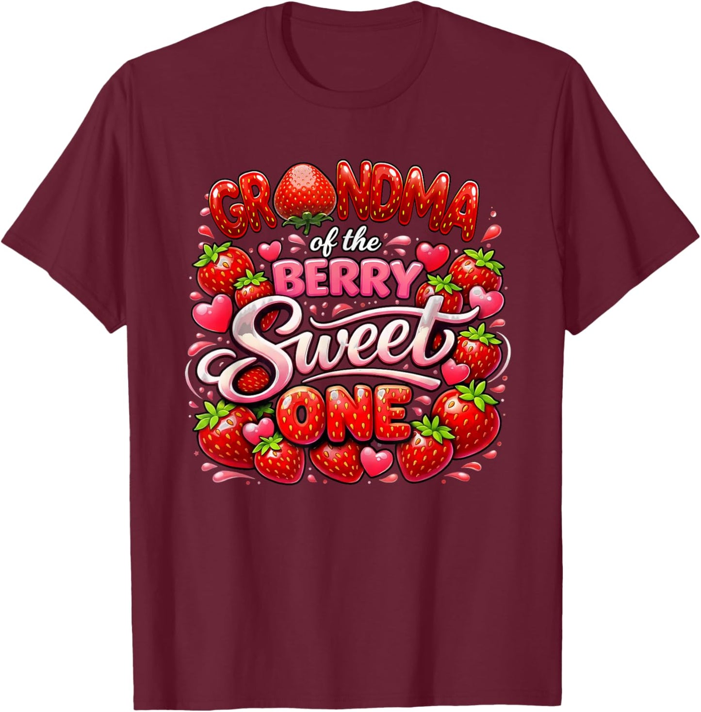 Grandma of The Berry Sweet One 1st Birthday Girl T-Shirt - T-Shirt | Maroon