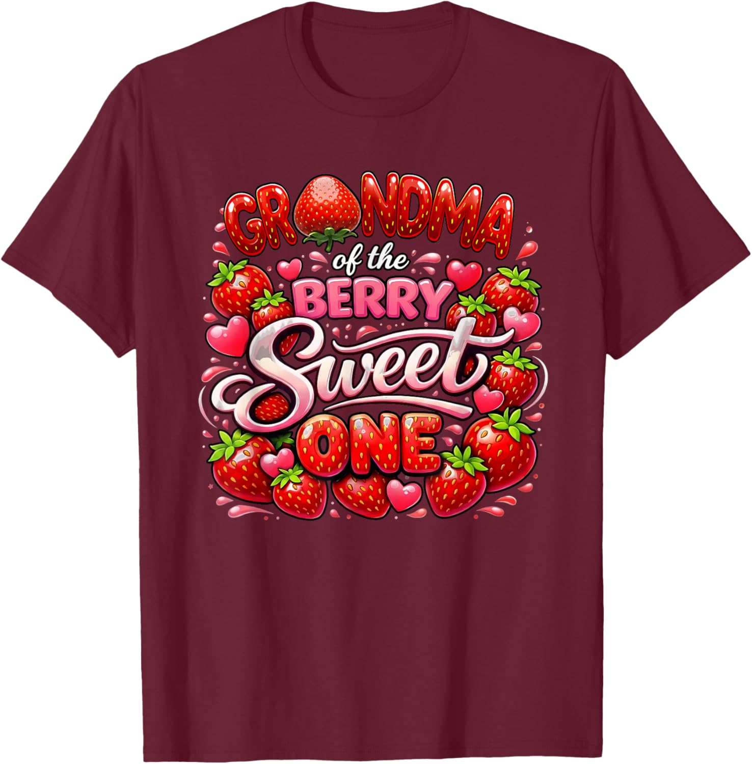 Grandma of The Berry Sweet One 1st Birthday Girl T-Shirt - T-Shirt | Maroon