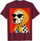 Trendy Dalmatian, Dog in Shades & Scarf, Bold Artistic Style T-Shirt - T-Shirt | Maroon