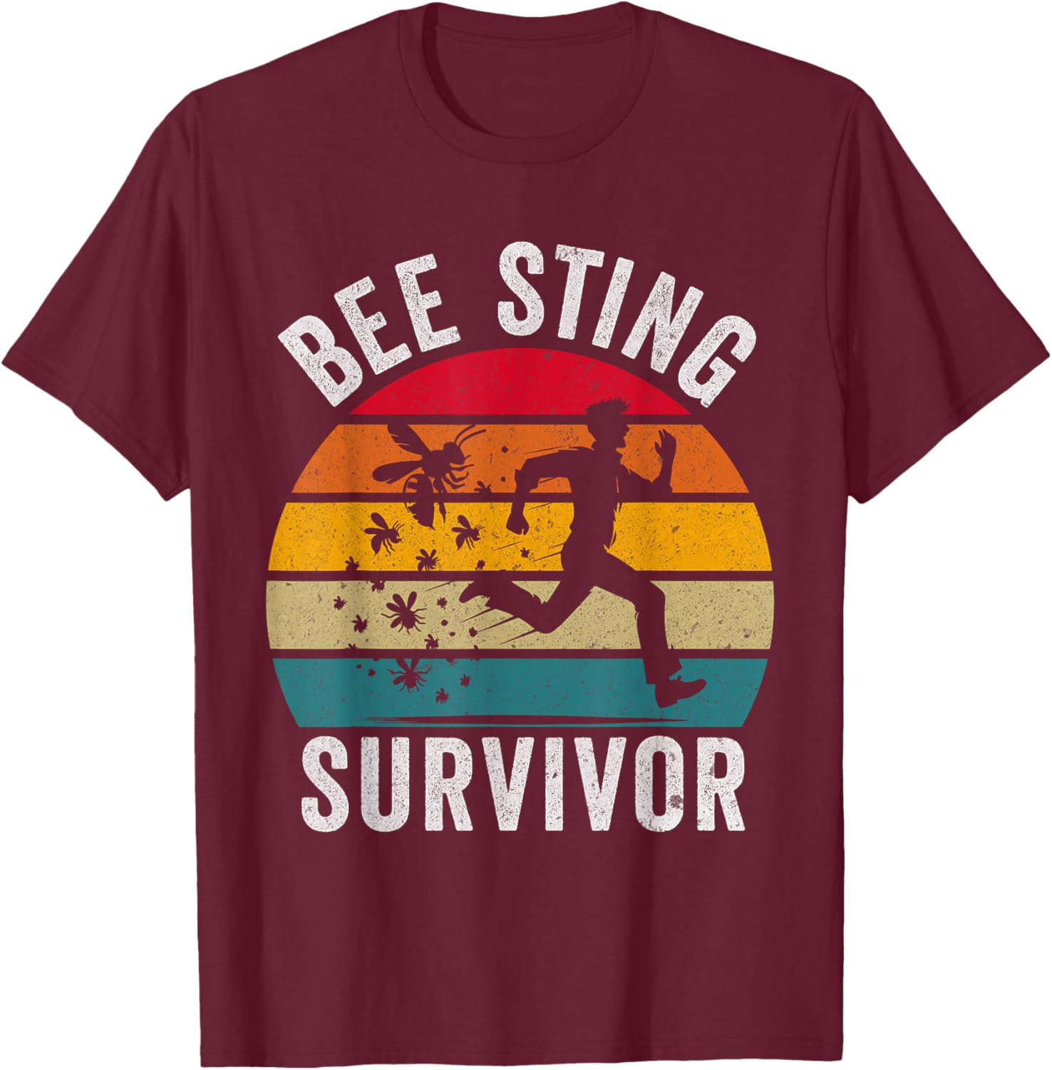 Kids Black Small Retro Bee Keeper T-Shirt - T-Shirt | Maroon