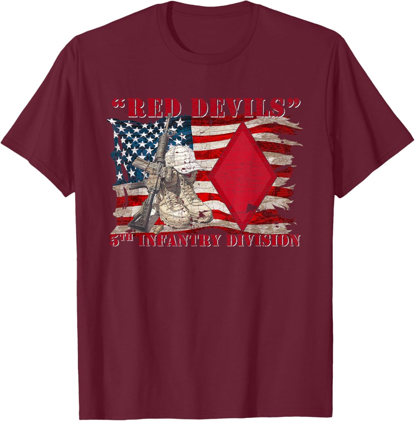 5th Infantry Division 5th ID Red Diamond Division T-Shirt - T-Shirt | Maroon