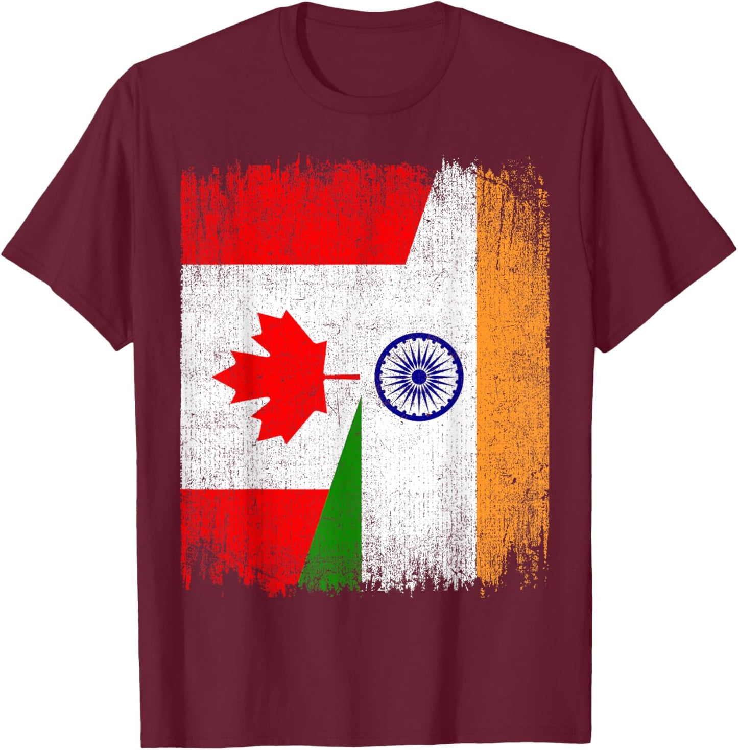 Half Canada India Flag Canadian Indian Pride Roots T-Shirt - T-Shirt | Maroon
