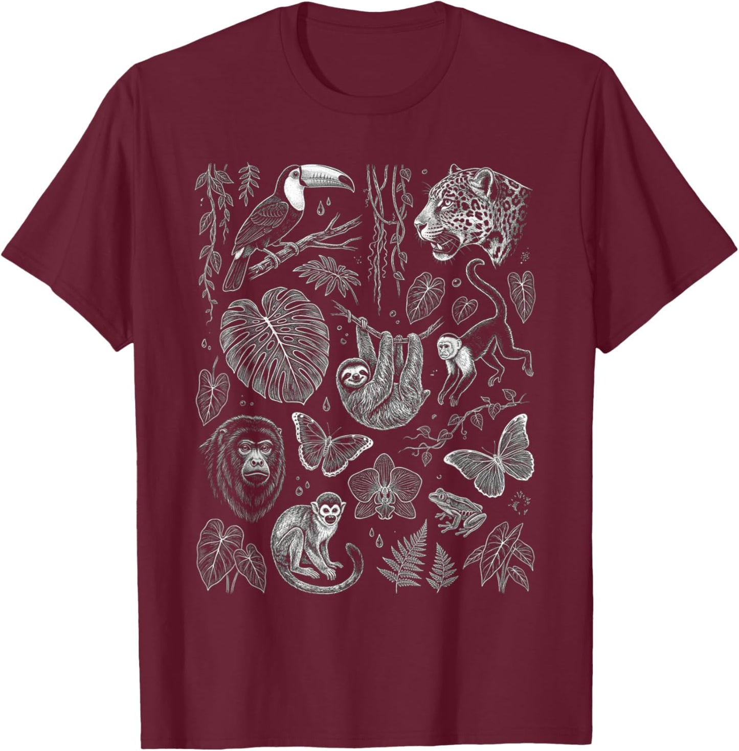 Animaux de la Jungle Animaux tropicaux Graphiques T-Shirt - T-Shirt | Maroon