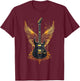 Rock & Roll Guitar With Wings Vintage Retro 80S Music T-Shirt - T-Shirt | Maroon