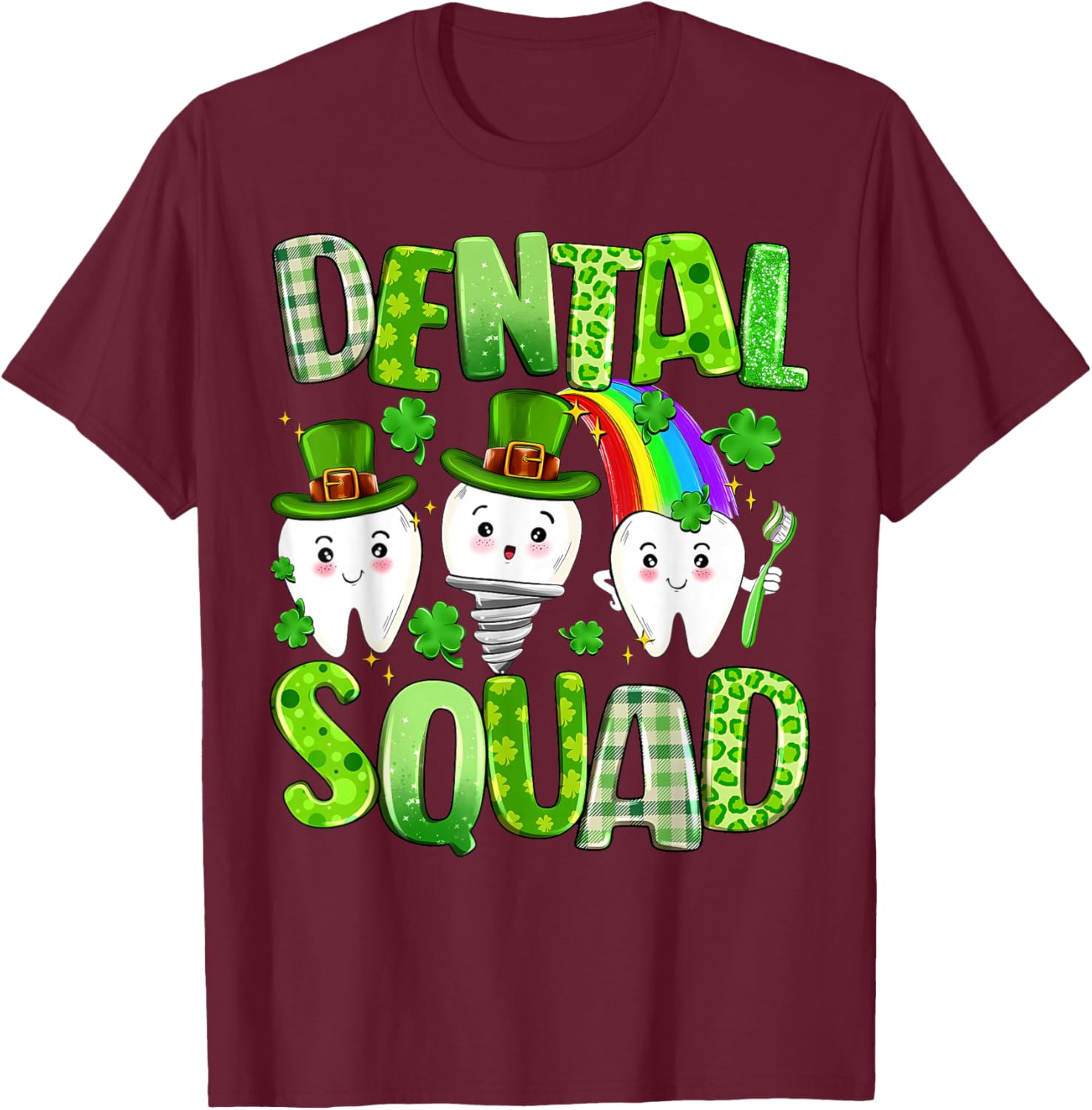 Dental Squad St. Patrick's Day Irish Dental Assistance Tooth T-Shirt - T-Shirt | Maroon