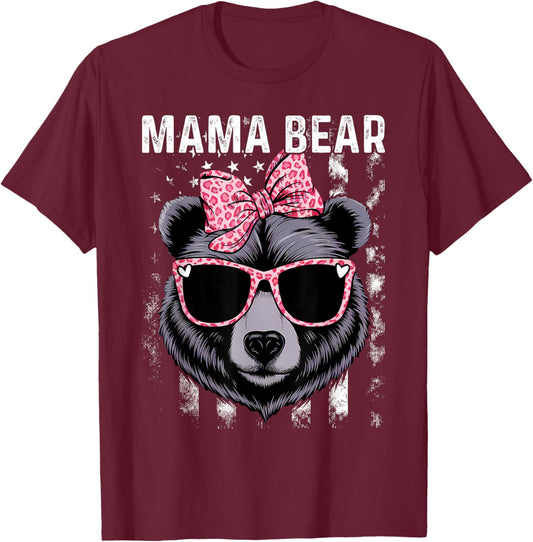 Mama Bear Face Sunglasses Mother Mother's Day T-Shirt - T-Shirt | Maroon