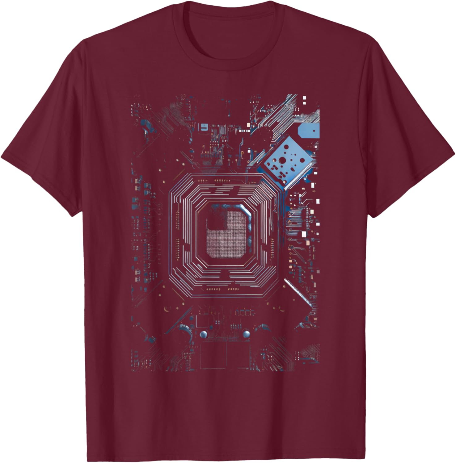 Motherboard Microchip Black IT Computer Background Graphic T-Shirt - T-Shirt | Maroon
