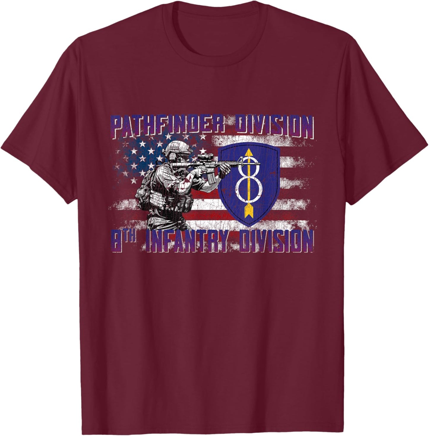 8th Infantry Division 8th ID Golden Arrow Division Gifts T-Shirt - T-Shirt | Maroon