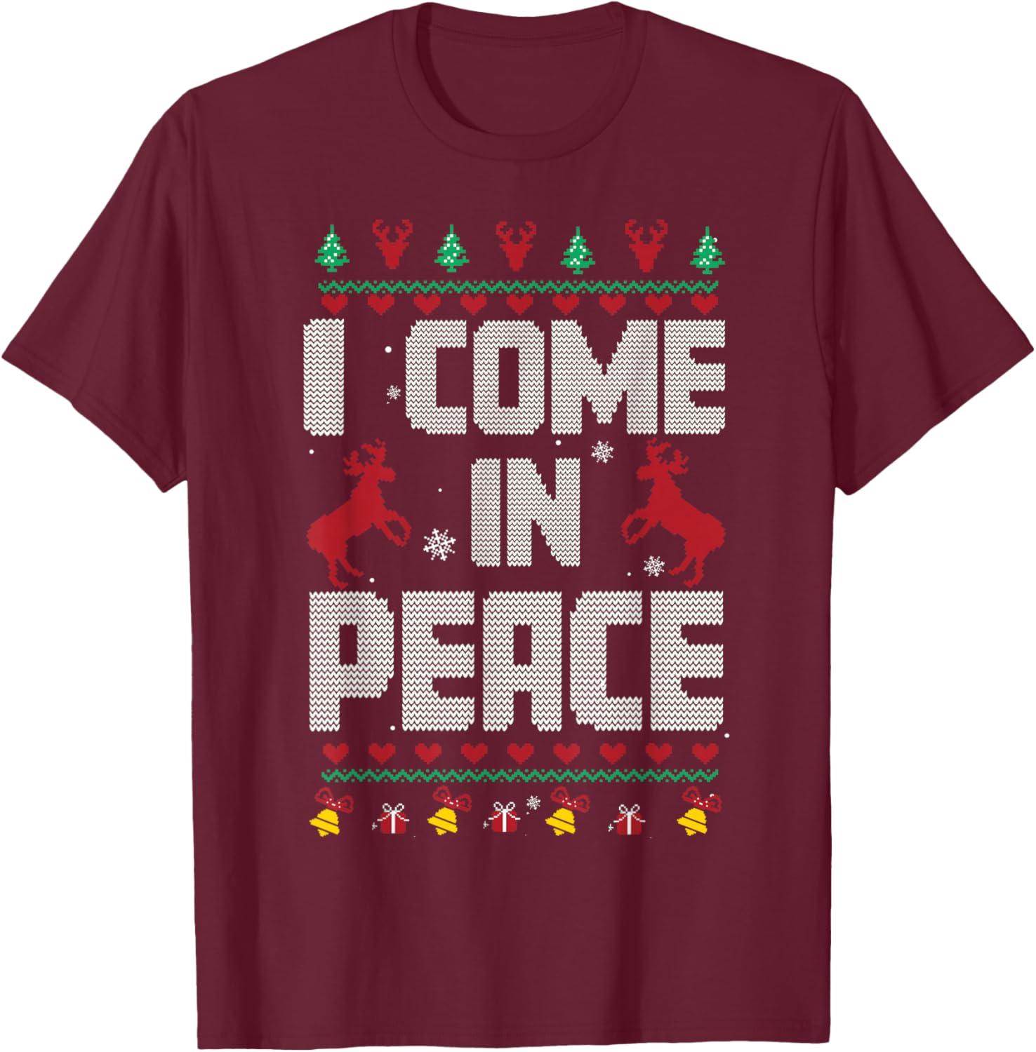 I Come In Peace - I'm Peace Xmas Matching Couples Christmas T-Shirt - T-Shirt | Maroon
