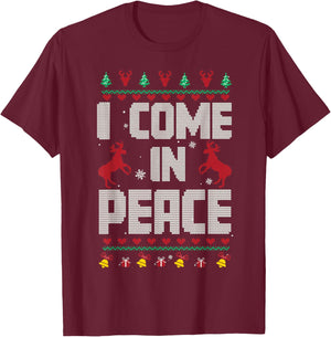 I Come In Peace - I'm Peace Xmas Matching Couples Christmas T-Shirt - T-Shirt | Maroon