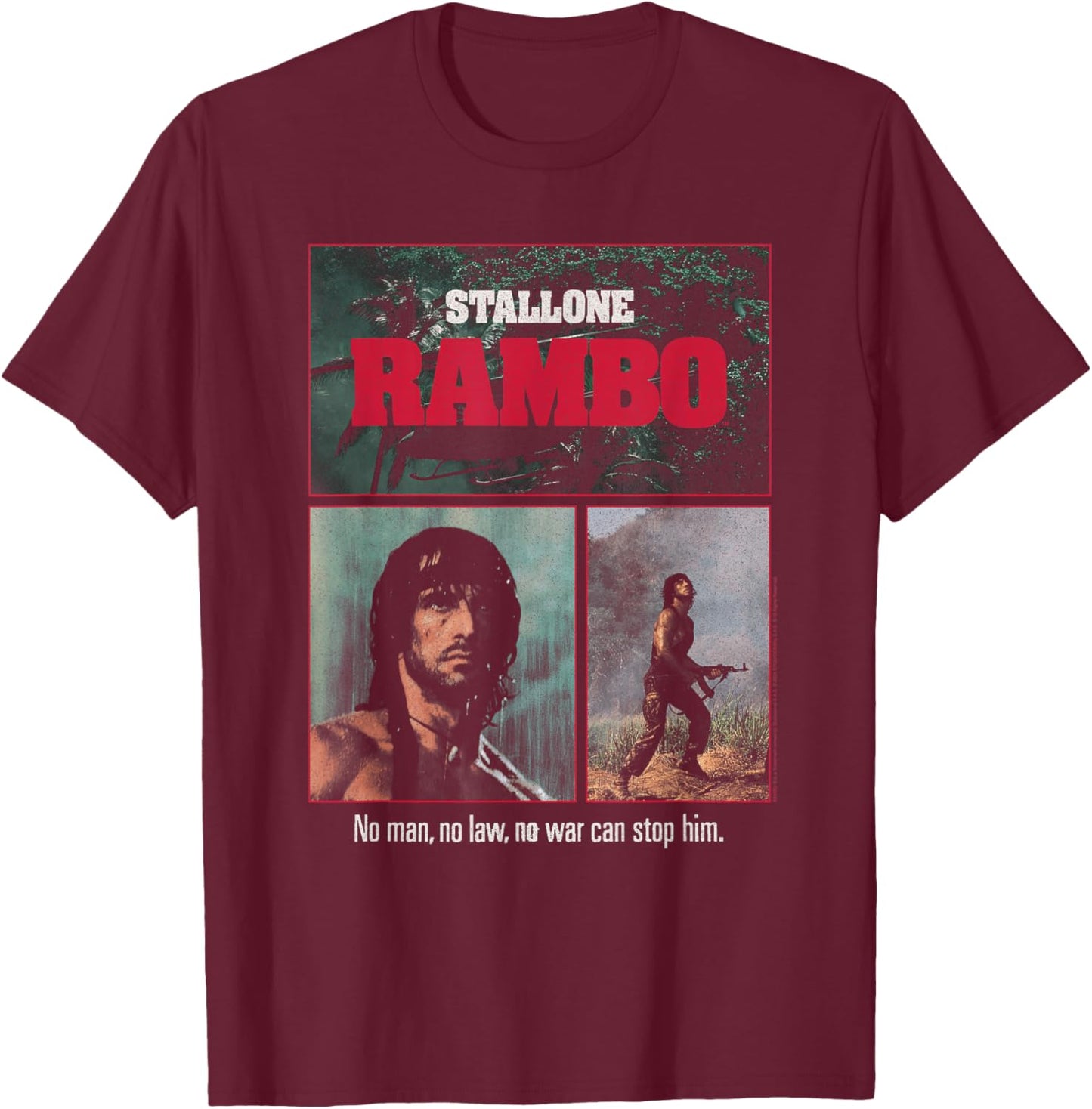 Rambo Stallone Lone Wolf Action Movie T-Shirt - T-Shirt | Maroon