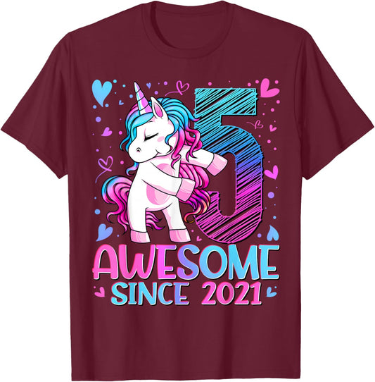 5th Birthday Shirt Girl 5 Year Old Gifts 5 Birthday Girl T-Shirt - T-Shirt | Maroon
