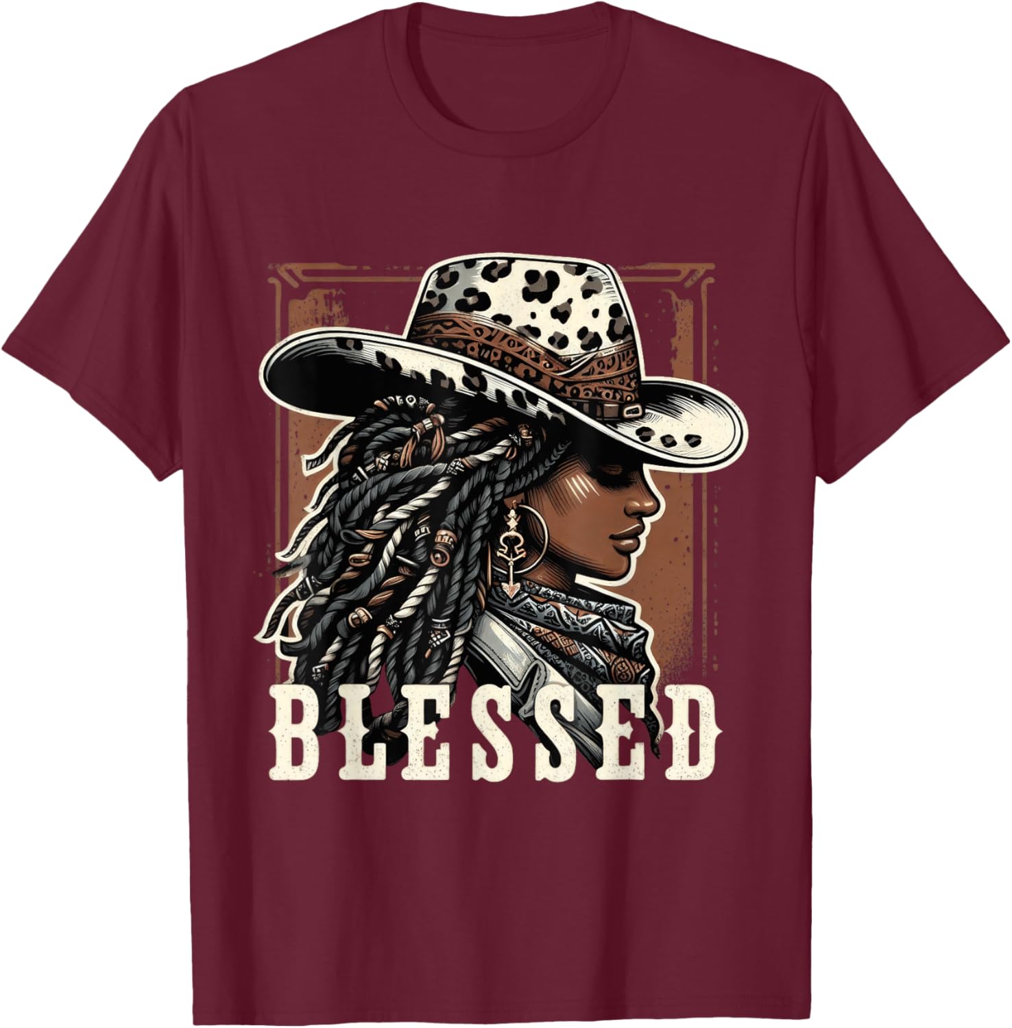 Vintage Black Western Cowgirl African Christian Cowgirl T-Shirt - T-Shirt | Maroon