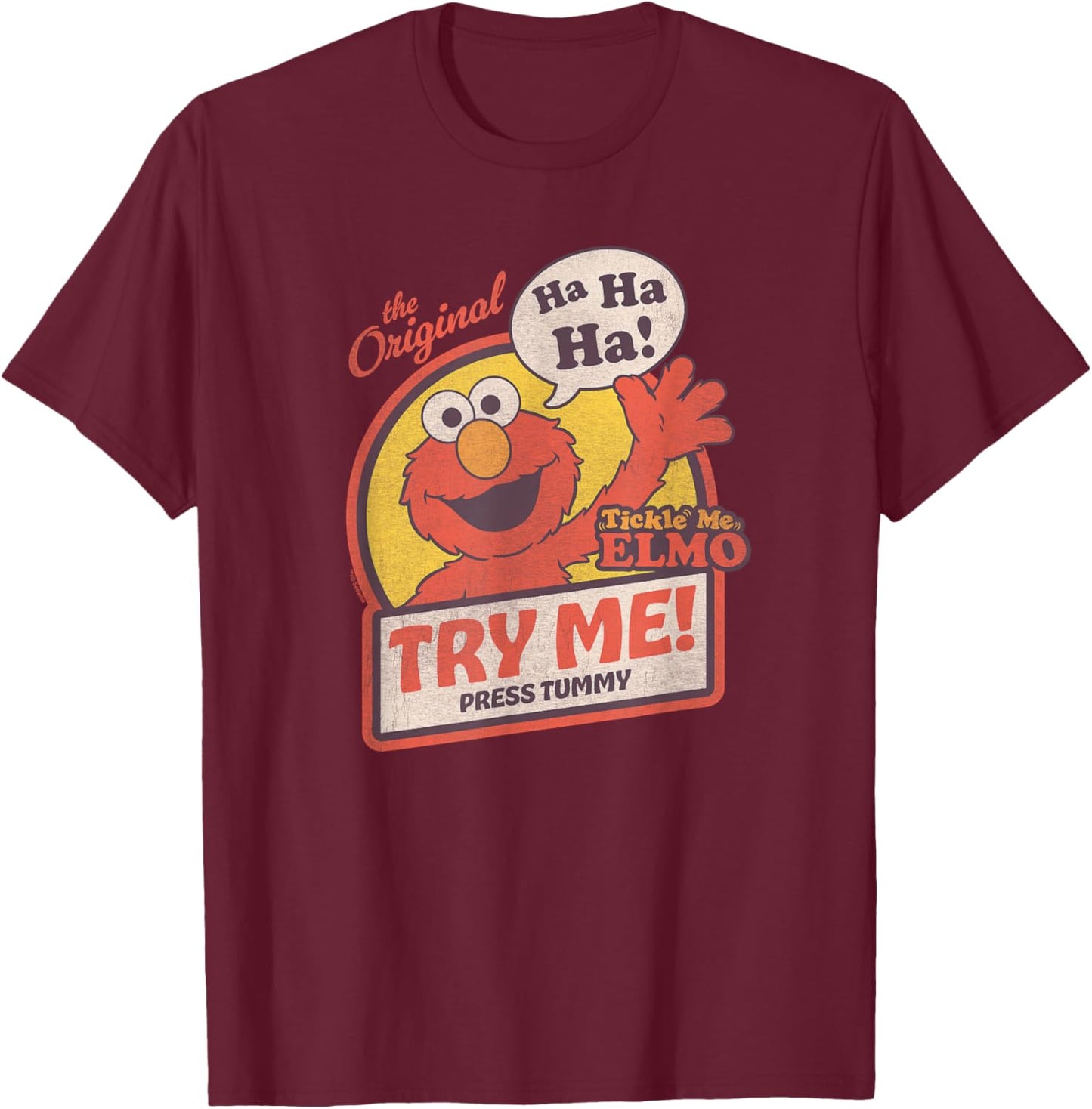 Sesame Street Tickle Me Elmo Try Me T-Shirt - T-Shirt | Maroon