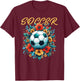 Soccer Ball Floral Print Women Vintage T-Shirt - T-Shirt | Maroon