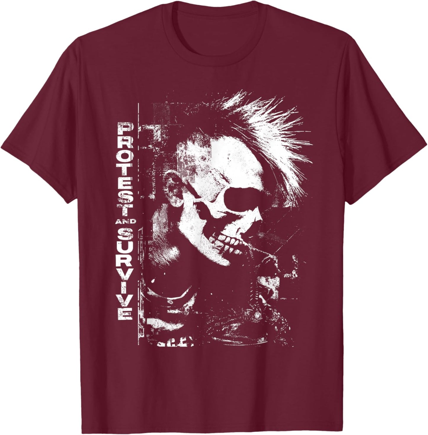 Protest and Survive Anti-System 1980s Concert Rally Party T-Shirt - T-Shirt | Maroon