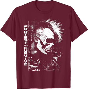 Protest and Survive Anti-System 1980s Concert Rally Party T-Shirt - T-Shirt | Maroon