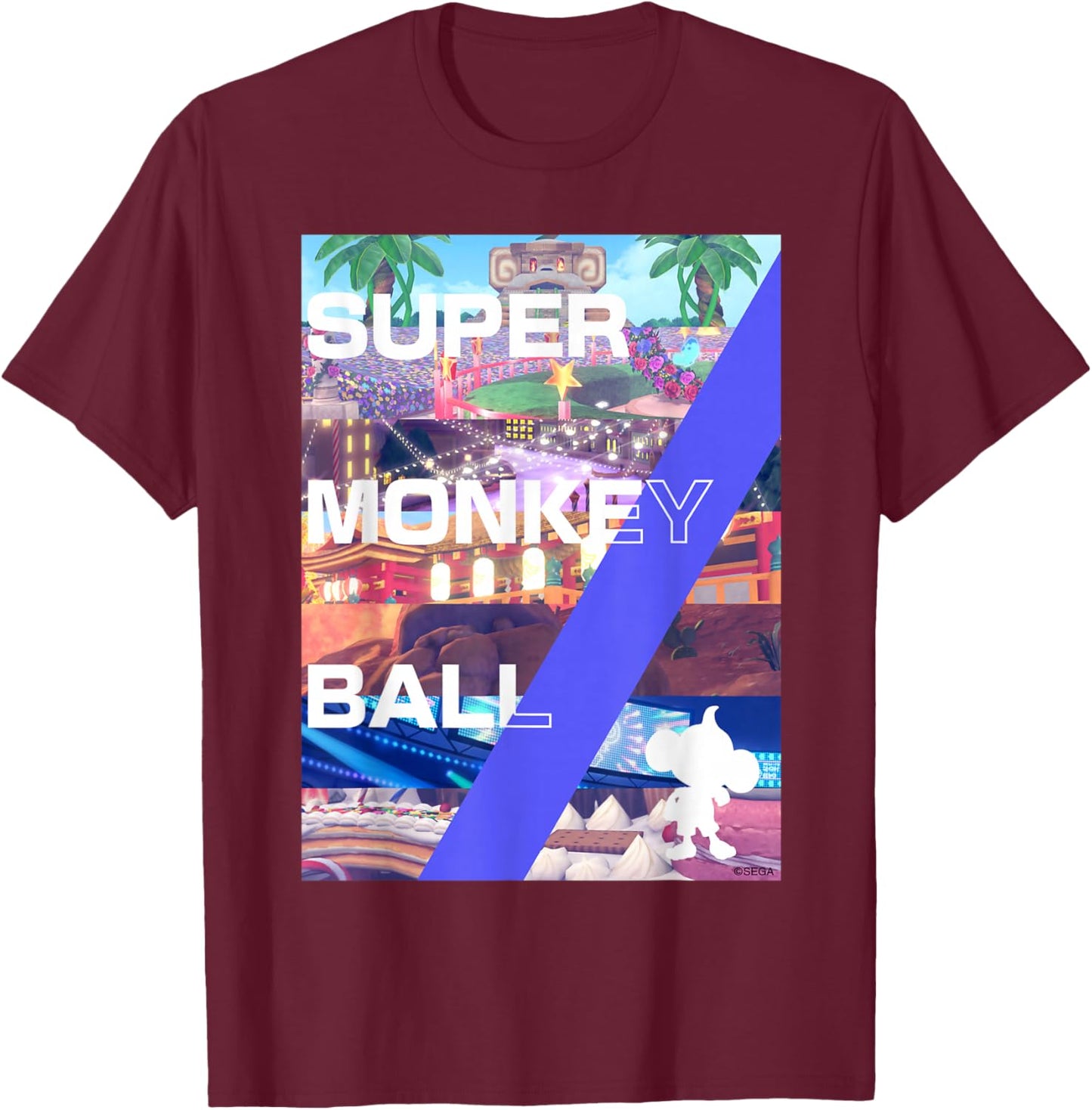 Super Monkey Ball Banana Rumble WORLD T-Shirt - T-Shirt | Maroon