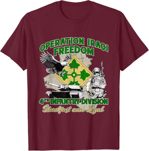 4th Infantry Division - Operation Iraqi Freedom OIF Veteran T-Shirt - T-Shirt | Maroon