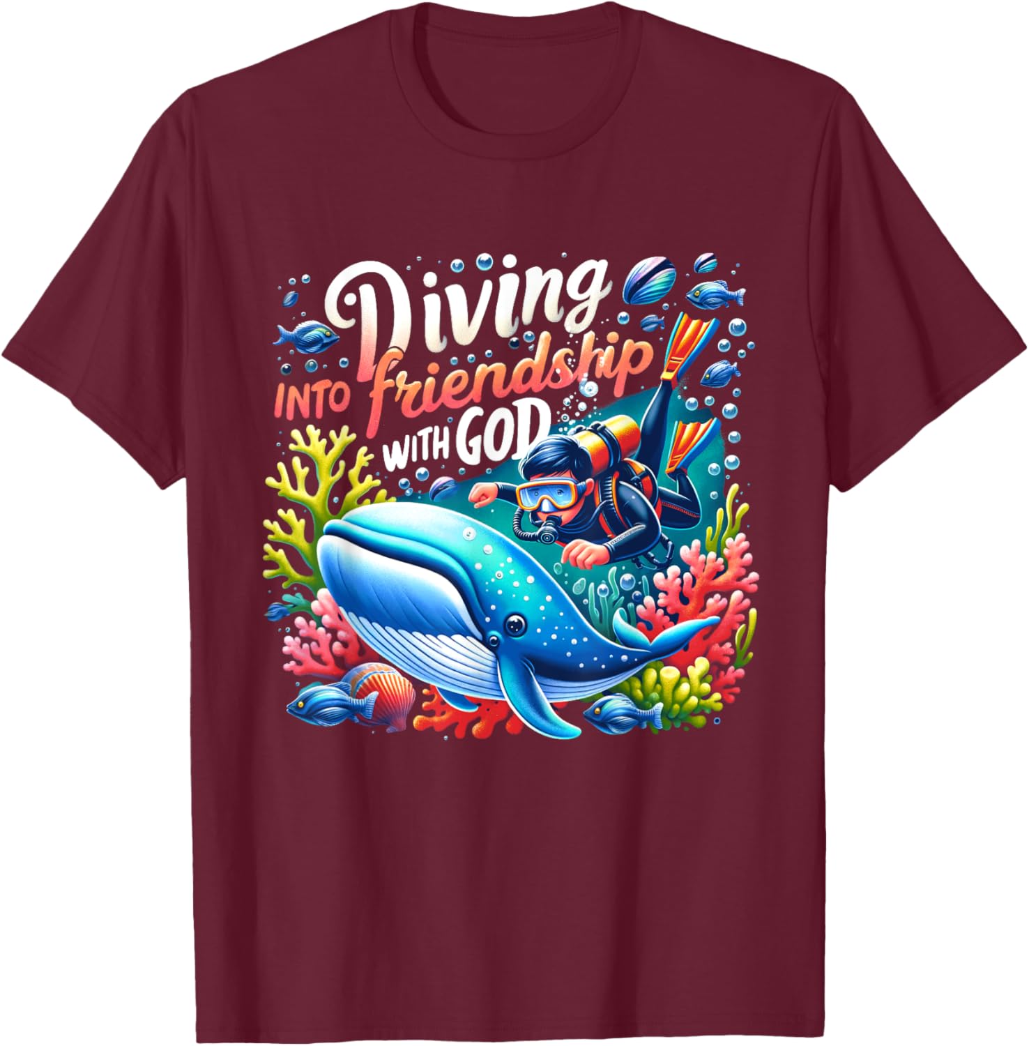 Vacation Bible School Diving Into Friendship God VBS 2024 T-Shirt - T-Shirt | Maroon