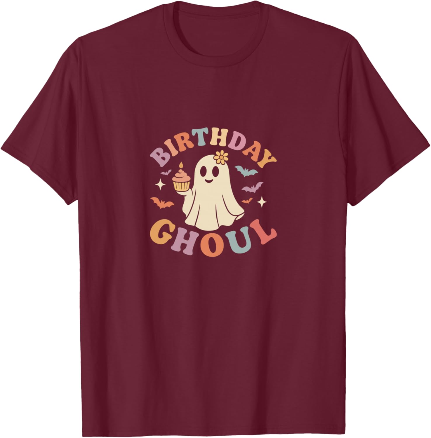 Birthday Ghoul Funny Halloween Ghost Cake Party T-Shirt - T-Shirt | Maroon