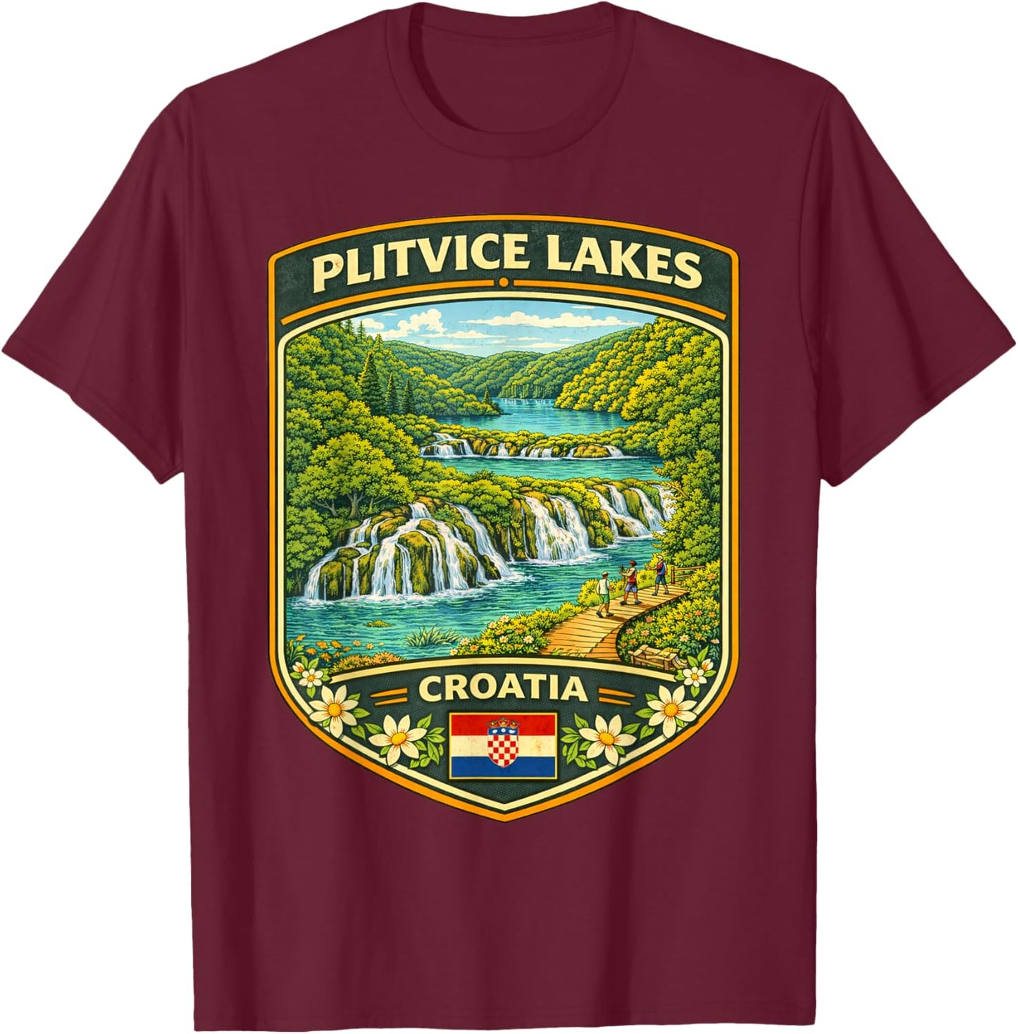 Voyage en Famille au lac de Plitvice en Croatie Zagreb T-Shirt - T-Shirt | Maroon