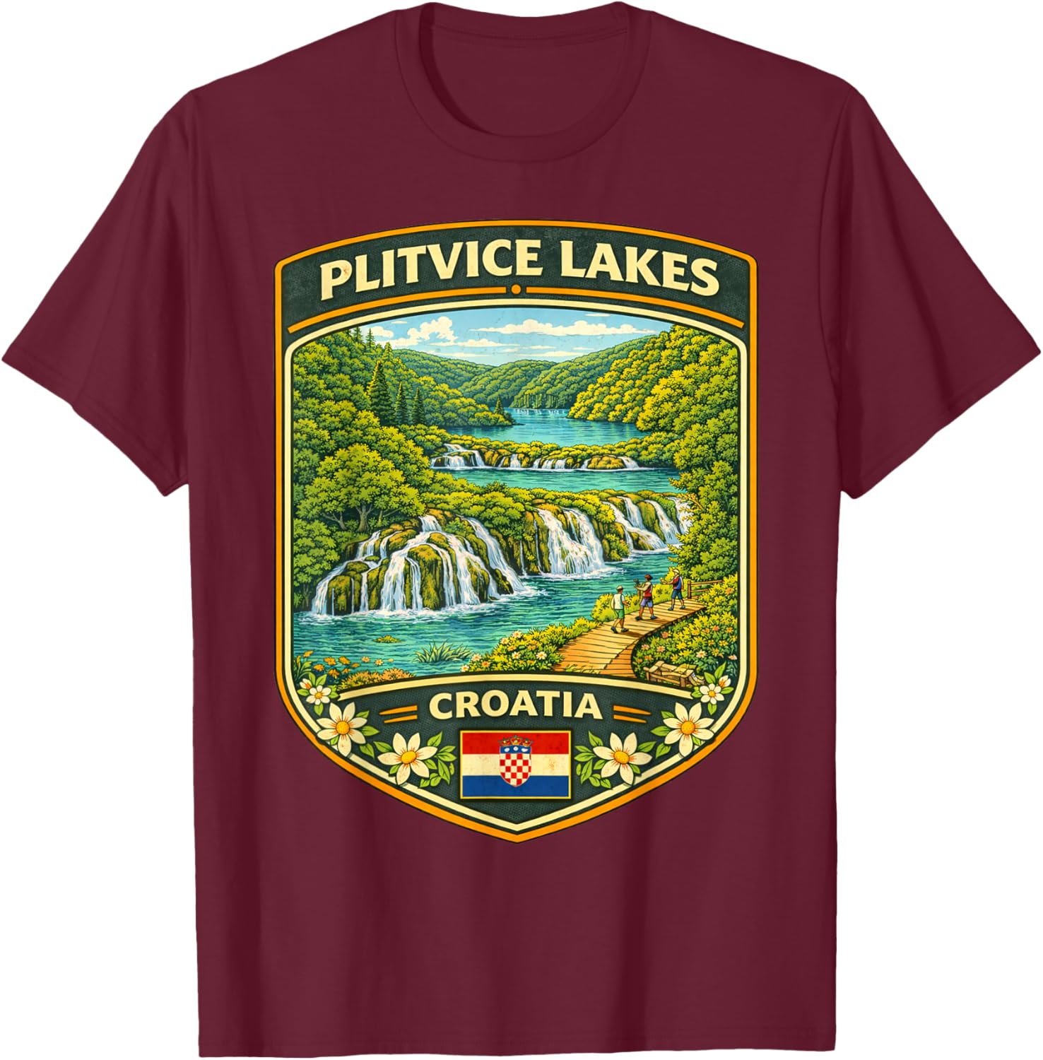 Voyage en Famille au lac de Plitvice en Croatie Zagreb T-Shirt - T-Shirt | Maroon