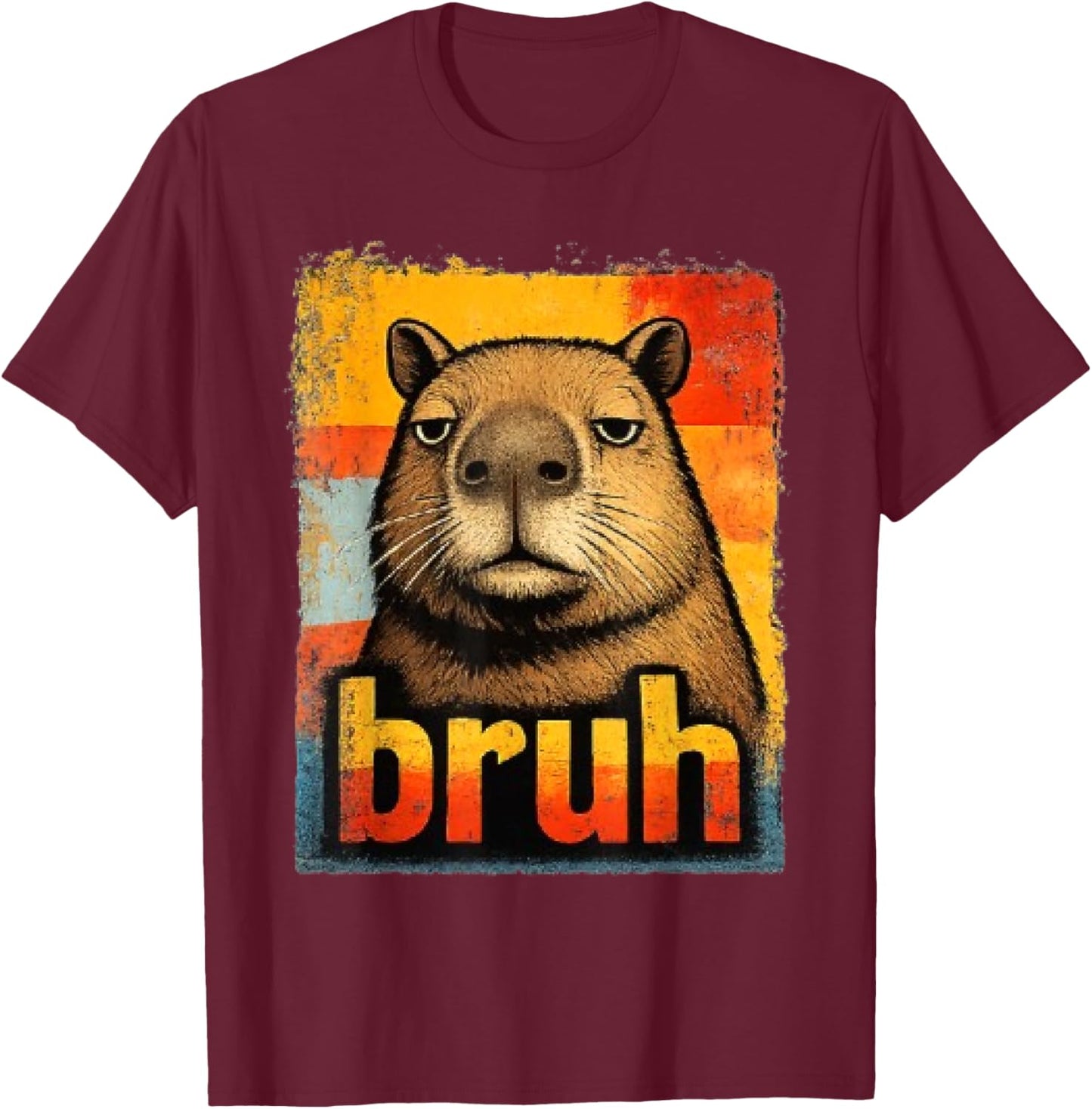 Funny Graphic Meme Capybara Bruh for Boys Girls Men Women T-Shirt - T-Shirt | Maroon