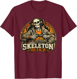 Skeleton Crew Gamer Halloween T-Shirt - T-Shirt | Maroon