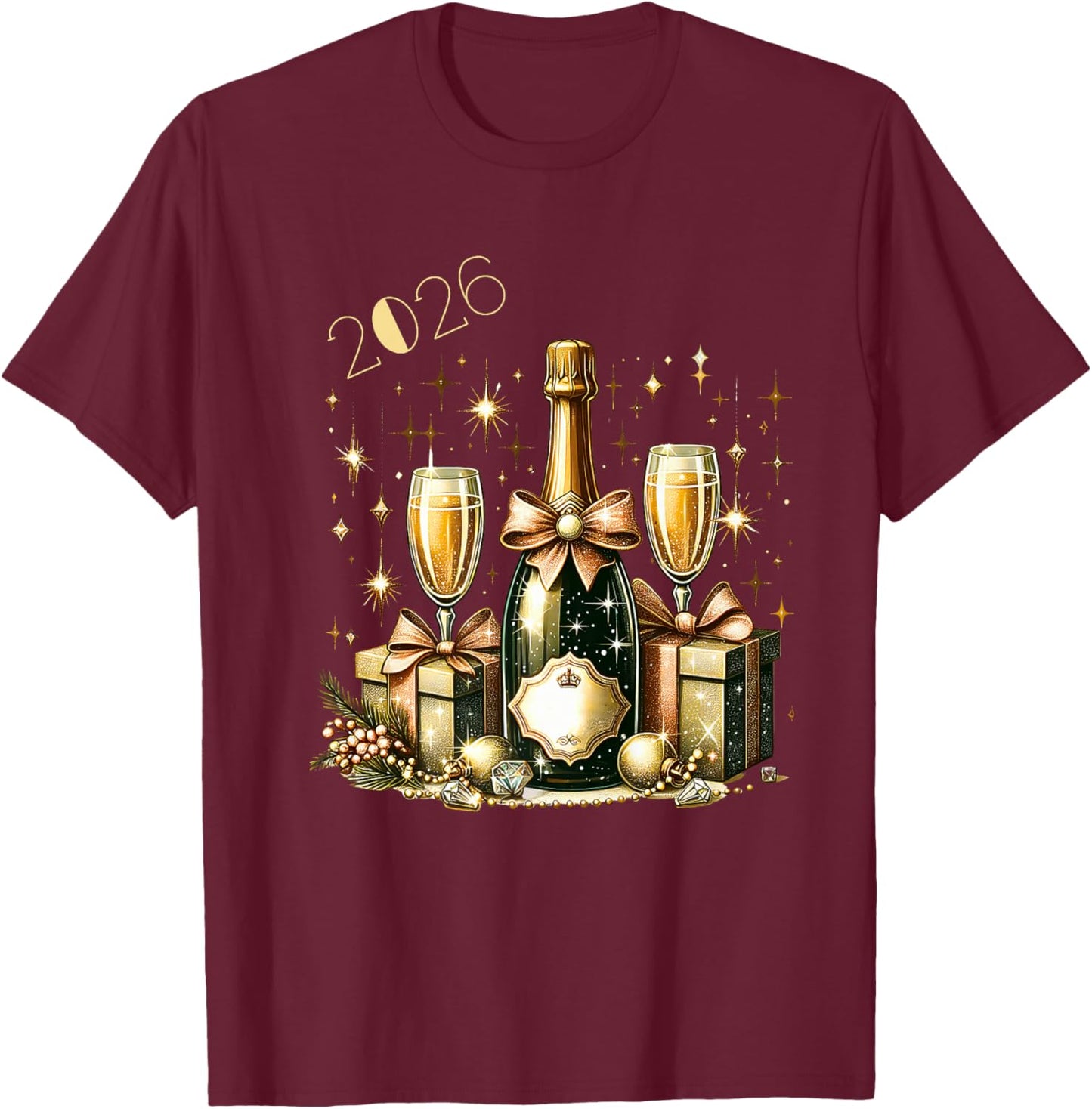 New Year Champagne Celebration 2026 Premium T-Shirt - T-Shirt | Maroon