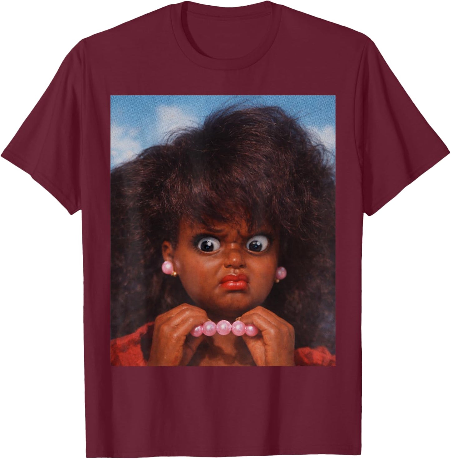 Funny Black Disgusted Doll Face Meme Women T-Shirt - T-Shirt | Maroon
