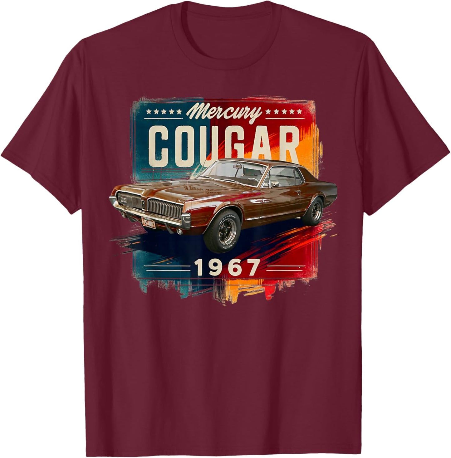 1967 Mercury Classic Cougar Vinatge Cars T-Shirt - T-Shirt | Maroon